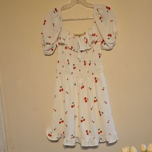 Liberty Love White Dress with Cherry Print SZ S